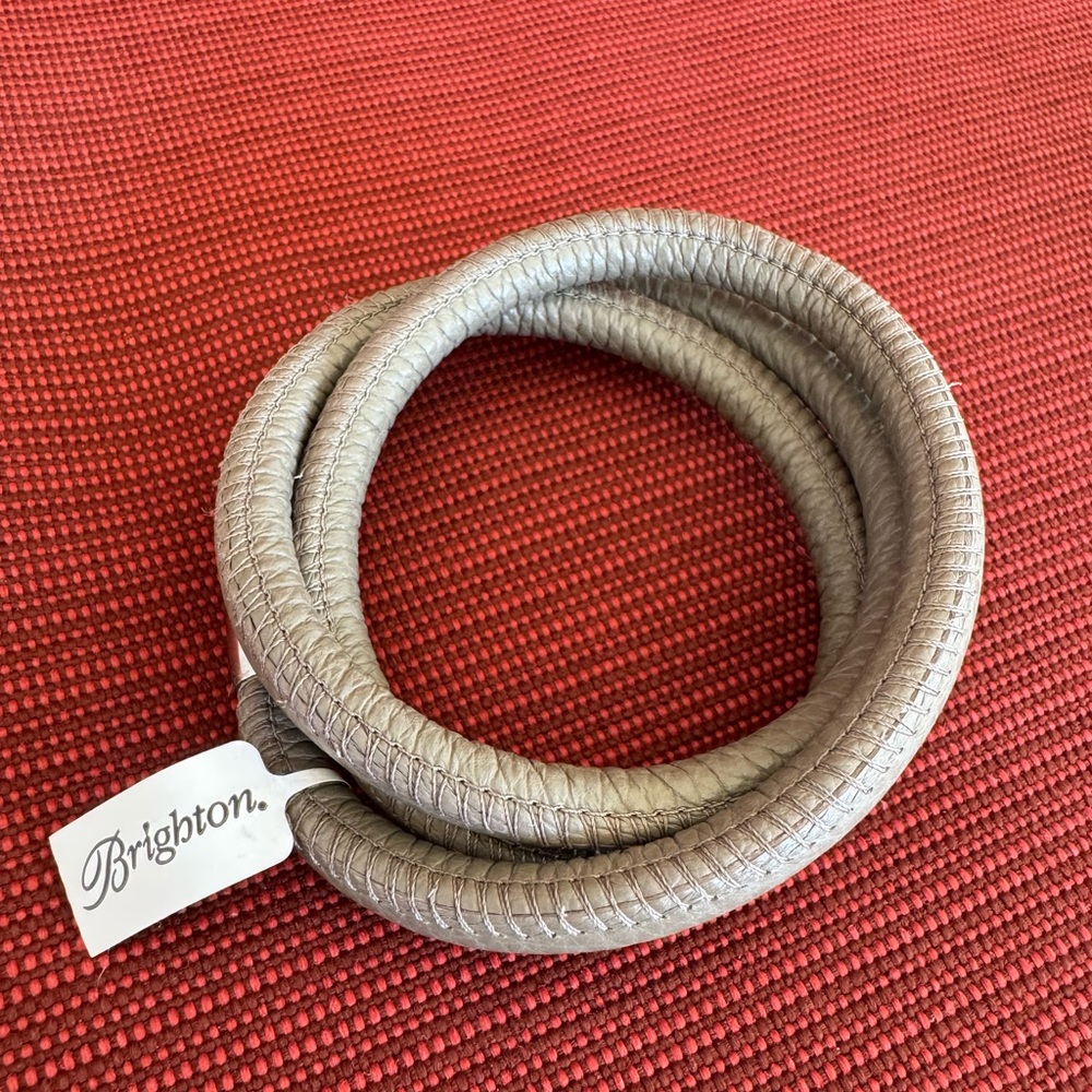 Brighton Dune Gray Leather Woodstock Triple Bracelet/Necklace Small 23.5”